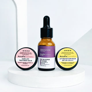 3-step lip care bundle with 2 lip balms and a gentle lip scrub | AccuFix Cosmetics