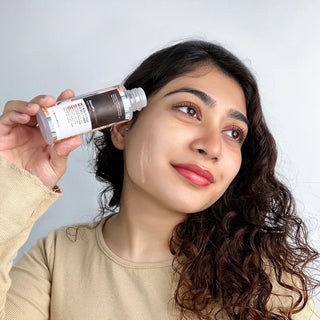 Girl using glycolic acid toner for clear skin